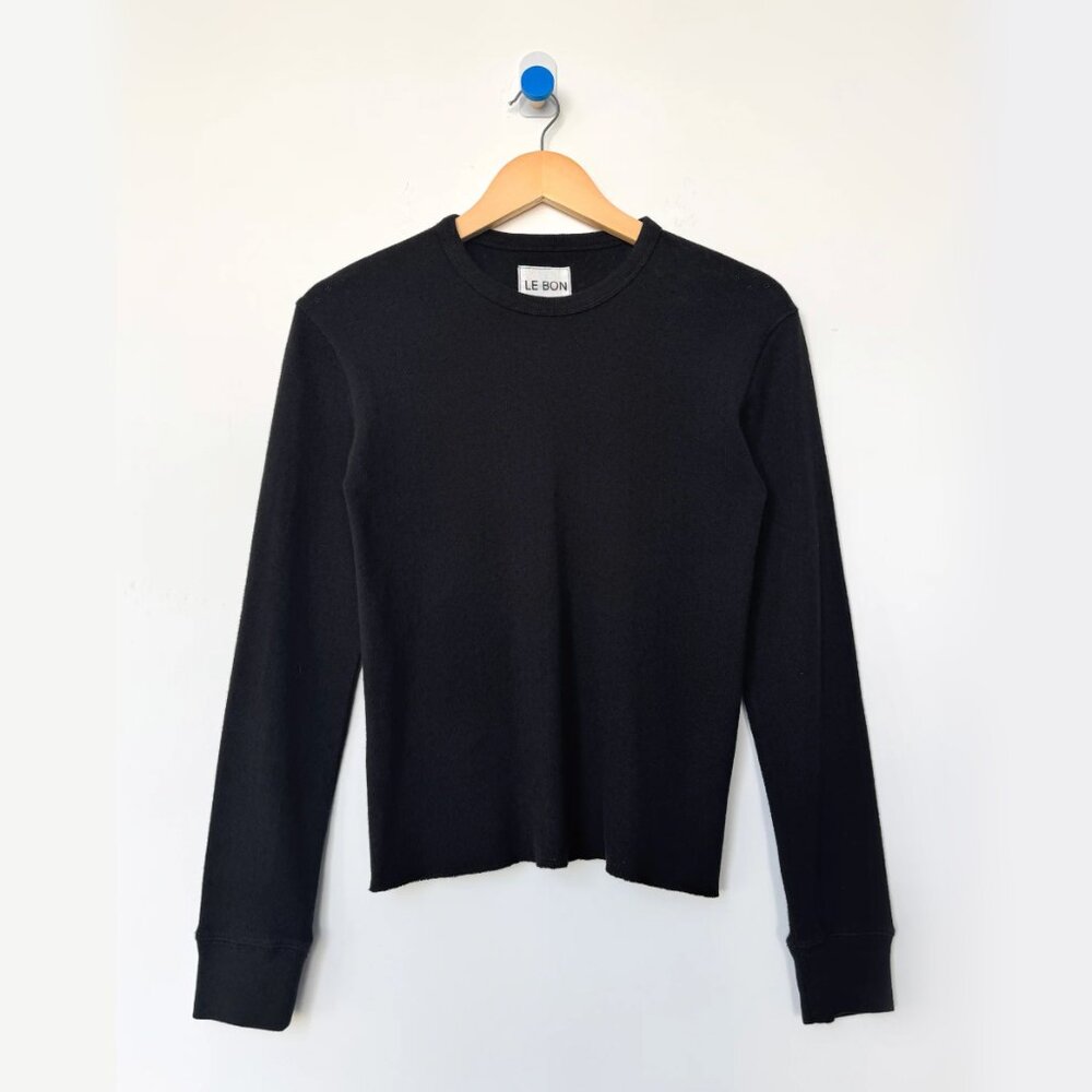Le Bon Shoppe Pointelle Fundamental Tee in Black NWT